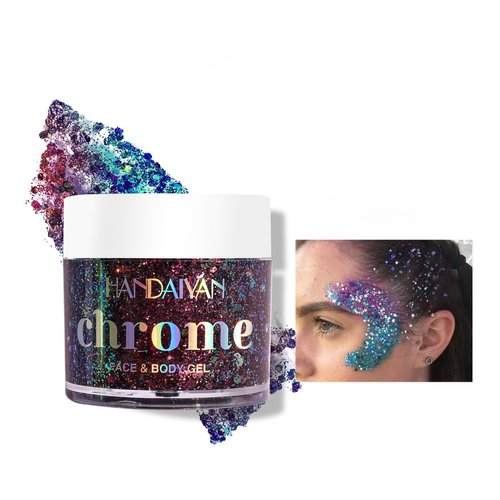Corleone Holographic Body Glitter Gel for Body, Face, Hair, Lip Nail, Eyeshadow, Color Changing Long Lasting Sparkle Shiny Shifting Glitter Gel for Festivals and Parties Rave (4)