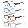 HEEYYOK Small Reading Glasses Womens/Men 3.00+ 4-Pack Readers,Lightweight Rectangular PC Frame Comfortable Spring Hinges 4 Pouch