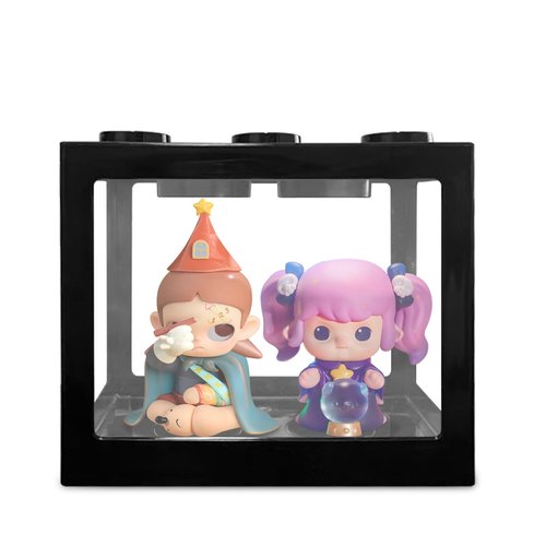 ZNCLCES Display case for Figures, 4 Display Stand Clear Acrylic Boxes with The Design of Building Block Style Could be DIY Placed for Space Saving and Display Collectibles Figures Pop Mart (Black)