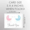 Twins Baby Shower Thank You Cards Gender Reveal Thank You Notes Thank You Cards Shower Lovely Carriages Twins White Pink Blue Grey Gray Stroller Twins (24 Count)