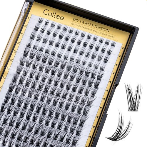 Lash Clusters 168Pcs Cluster Lashes D Curl Lash Clusters Mix 8-16mm Individual Eyelashes Clusters Wispy DIY Eyelash Extension Thin Band Soft to Use at Home (0.07D-D-Mix8-16)