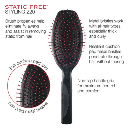 Cricket Static Free Cushion Styling 220 Hair Brush for Detangling and Styling Thick Curly Wavy All Hair Types