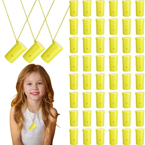 LCPQMZGH 48 Pcs Mini Air Horns for Sporting Events, Celebrations, Party Favors, 3 Inch Noisemakers Whistle with Lanyard, Yellow