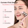 Rena Chris Stainless Steel Face Roller - Metal Facial Massager Tool with Enhanced Contour Fit for Puffiness Reducing, Skin Care Roller Gift for Women (Silver)