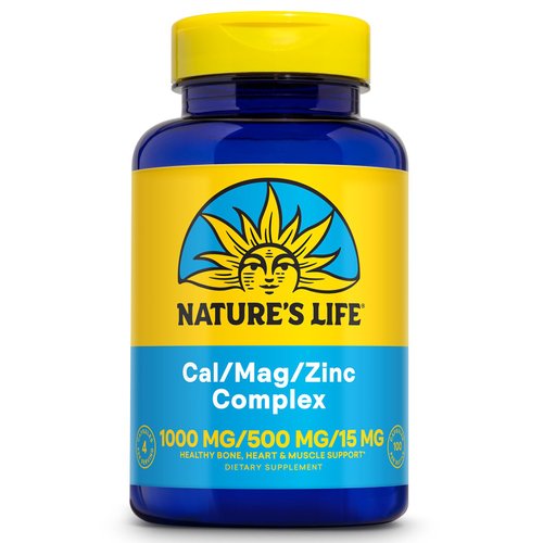 NATURE&#39;S LIFE Cal Mag Zinc Complex 1000mg / 500mg / 15mg - Calcium Magnesium Zinc Supplement w/Vi...