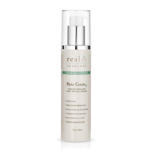 REALCLEAN X Salicylic Acid Exfoliating Acne Cleanser Natural Face Wash, Papaya Enzymes and 7 Botanical Oils, Soap-Free Deep Pore Cleansing Facial Care SA Cleanser for Men and Women 7.1 OZ / 200 ML