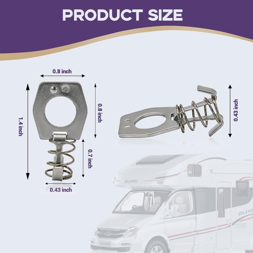 RVPNR 6 Pieces Water Heater Cam Lock, Metal Water Heater Door Latch, RV Camper Hot Water Heater Cover, Door Latch Fastener-Zinc Plating, Silver.