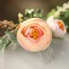 Fangsen Silver Wedding Rose Flower Pinecones Hair Comb Bridal Flower Hair Clip Floral Hair Accessories for Women and Girls Ivory