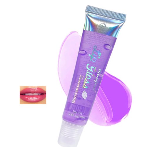 Easilydays Shiny Fruit Glossy Lipgloss, Moisturizing Hydrating Plumping Liquid Lipstick, Mirror Jelly Lipstick Long Lasting High Shine Tinted Lip Tint Lip Stain for Girls & Women (#06 Grape)