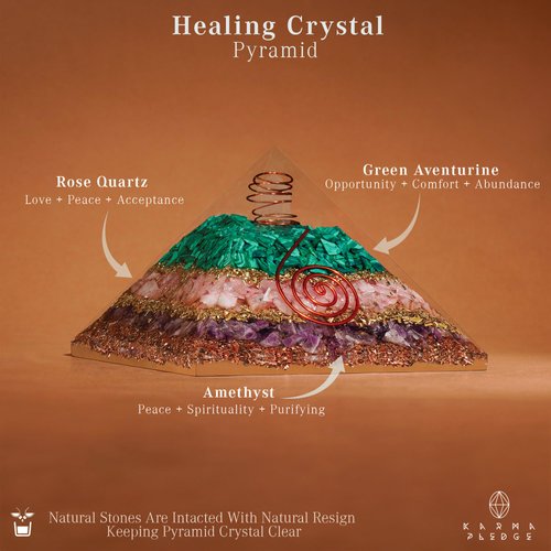 Healing Crystals Orgone Pyramid Gifts for Women, Amethyst Green Aventurine Orgonite Pyramids for Meditation, Chakra Balance, Positive Energy, Success, Handmade Home and Office Decor, Birthday Gifts