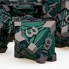 ORIFANTOU 7PCS Metal DND Dice Set Green D&D Dice with Box, Debris RPG D and D Dice Dungeons and Dragons Role Playing Game Polyhedral Dice Set D20 D12 D10 D8 D6 D4