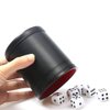 RERIVER Felt Lined PU Leather Dice Cup Set with 6 Dot Dices (Black, Pack of 1)