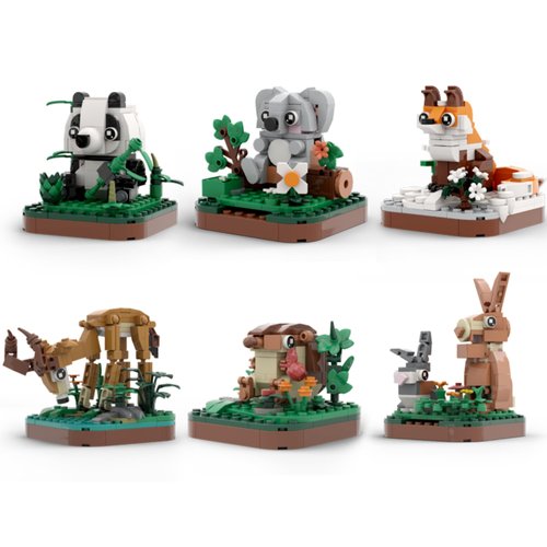 Petite Jungle and Forest Pals: Whimsical Wildlife Mini Block Set - Educational Toy with Elephant, Rinho, Kangero, and More for Creative STEM Learning, 5 Years and up (Forest Animals)