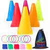 3 in 1 Carnival Outdoor Games Combo Set, Cornhole Bean Bags Ring Toss Game for Kids Adults Birthday Party Backyard Games Obstacle Course Supplies Plastic Cone Set 26 Piece