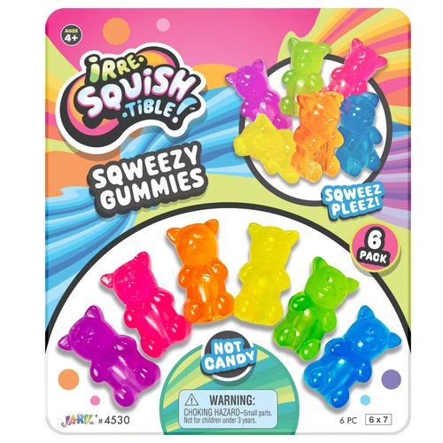 JA-RU Mini Gummi Bears Pencil Toppers for Kids (1 Pack, 6 Bears Each) Mochi Squishy Toys. Stress Relief Fidget Toys. Bulk Party Favors & Cool School Supplies. 4530-1s