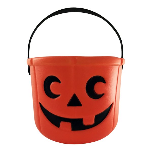 KINREX Halloween Pumpkin Candy Bucket - Trick or Treat Plastic Basket for Kids - Great Party Decor Favors - Orange - Measures 5.5 inches