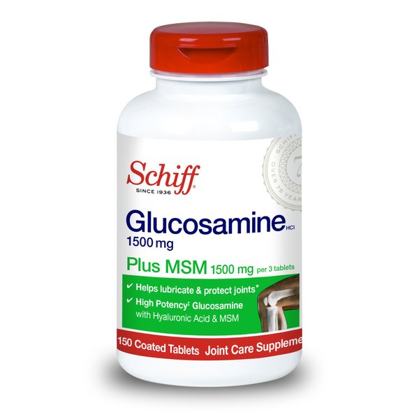 Schiff Glucosamine 1500mg Plus MSM 1500mg and Hyaluronic Acid, 150 tablets - Joint Supplement
