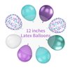 Mermaid Balloons, 12 Inches Purple and Green Balloons Teal Purple White Metallic Confetti Green Purple for Girls Mermaid Birthday Party Decoration Baby Shower Under The Sea Party Decorations