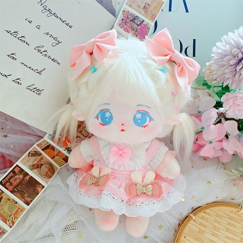 niannyyhouse 20cm Plush Doll Clothes Pink Headwear Shirt Skirt 8in Soft Stuffed Plush Toy Dress Up