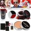 Halloween Scar Wax Kit, Fake Blood Special Effects Stage Coagulated Blood Gel,Fake Wound Molding Modeling Scar Wax with Spatula,SFX Halloween Stage Makeup For Zombie,Clown,Vampire,Goth,Joke