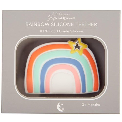 C.R. Gibson BTEE-24547 Colorful Rainbow 100% Food Grade Silicone Teether for Babies, 2.9" W x 2.2" L, Multicolor