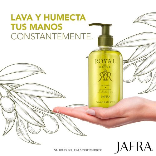 JAFRA ROYAL OLIVE HAND WASH 250 ML 8.4 FL. OZ. GEL PARA MANOS CON EXTRACTO DE OLIVA.