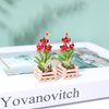 ablossom, Mini Red Orchid in Potting Basket Wood 1:12 Succulent Artificial Flower Clay Plant for Decoration Dollhouse Set of 2 Pieces.