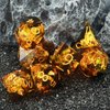 Haxtec Sharp Edge Dice Set Yellow Black Resin DND Dice Set Sparklingly Polyhedral D&D Dice for Dungeons and Dragons Fire Dice