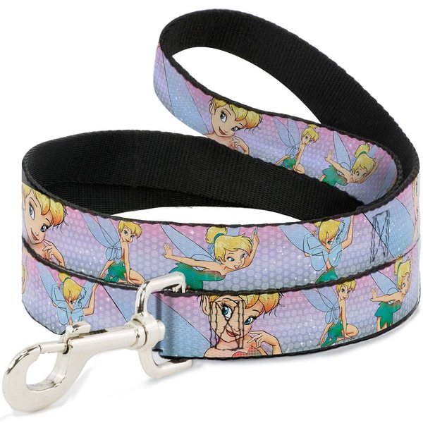 Buckle-Down Pet Leash - Tinker Bell Poses Purple/Pink Fade - 6 Feet Long - 1/2" Wide