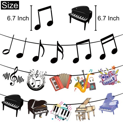 ATSMOICY Piano Notes Color Banner Party Decorations -Music Themed Banner Party Supplies Musician Birthday Baby Shower Party Favors