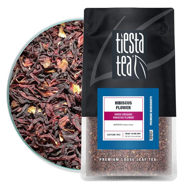 Tiesta Tea - Dried Hibiscus | Cut & Sifted Hibiscus Flower | Premium Loose Leaf Tea Blend | Non-Caffeinated Tea | Make Hot or Iced Tea & Brews Up to 200 Cups - 16 Ounce Resealable Bulk Pouch