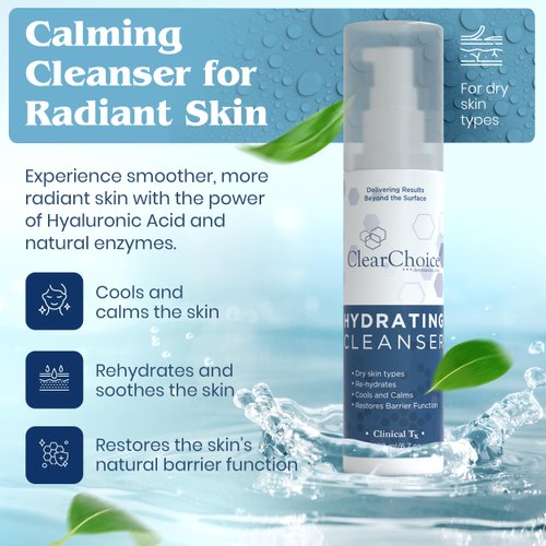 Clear Choice Hydrating Cleanser – Gentle Cleanser for Rosacea & Sensitive Skin, Removes Makeup, Hydrates & Protects Moisture Barrier, Surfactant Free, 6.7oz