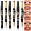 Aseawave 3Pcs Lip Liner and Lipstick Combo Set, Chestnut Nude Brown Lip Liner Lipstick for Women Magic Lipstick 24 Hours Original Lip Liner Makeup Stain Long Lasting Waterproof Smudge Proof labial