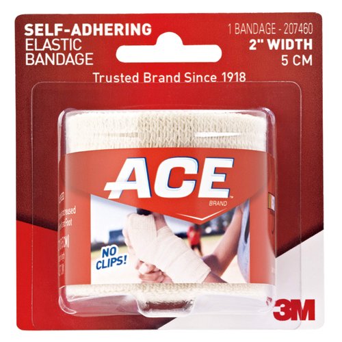 ACE 2 Inch Self-Adhering Elastic Bandage, No Clips, Beige, Great for Wrist, Foot and More, 1 Count
