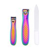 Rolabling Colorful Rainbow Nail Clippers Kit Fingernail Cutter and Toenail Cutter Glass Nail File Stainless Steel Nail Trimmer Nail Care Pedicure and Manicure Nail Tool Set 3Pcs