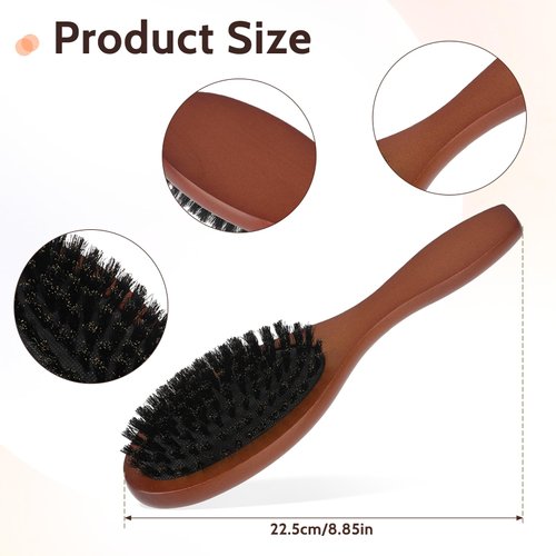 Boar Bristle Hair Brush for Women Men Kid Soft Natural Hair Brushes with Wooden Handle for Fine Short Thin All Hair Type Keep Hair Heathy, Restore Shine and Texture