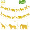 Jungle Safari Animal Banner Gold Glitter Zoo Garland Baby Shower Child Kids Boy Girl Birthday Party Supplies Decorations PRE Strung 2 PCS