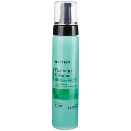 McKesson Rinse-Free Foam Cleanser with Aloe, Vitamin A and E - Body Wash & Shampoo for Elderly, Hospital Grade, Cucumber Melon, 9 oz