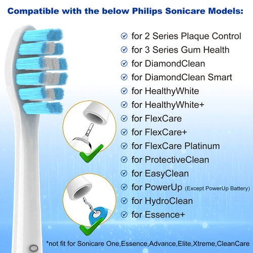 OralClass Replacement Toothbrush Heads for Philips Sonicare - Medium Soft, 8 Pack