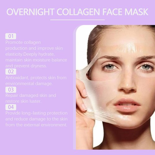 Ueseinl Collagen Night Wrapping Peel off Mask, Overnight Wrapping Mask Pack, Lifting and Tightens Skin, Reduces Sagging, Hydrolyzed Korean Glow SKin Collagen Tear-Off Mask, Hydration & Elasticity