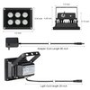 Univivi Infrared Illuminator, 850nm 6 LEDs 90 Degree Wide Angle IR Illuminator for Night Vision, Waterproof LED Infrared Light for CCTV Security Camera, with Power Adapter, Black