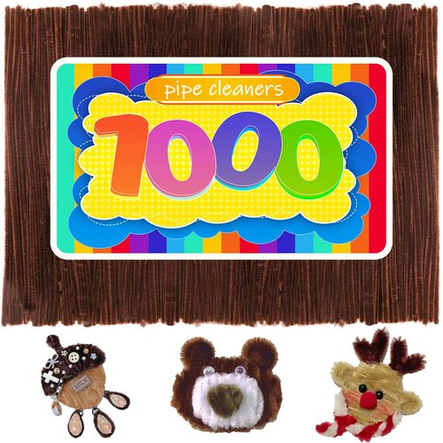 GAGANIU 1000pcs Pipe Cleaners, Pipe Cleaners for Crafts, Craft Supplies Multicolor Chenille Stems for Art&Craft Christmas DIY Projects(Brown)