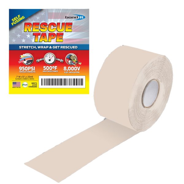 Rescue Tape, Self-Fusing Silicone Tape, Emergency Plumbing Pipe & Radiator Hose Repair, Electrical Insulation, Military Std, 1" x 12', Clear