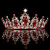 CAVETEE Gold Baroque Queen Crown for Women Birthday Tiara Luxurious Red Rhinestones Crown Wedding Bridal Crown Birthday Party Headbands Princess Party Prom Gold Tiaras and Crowns for Women Girls