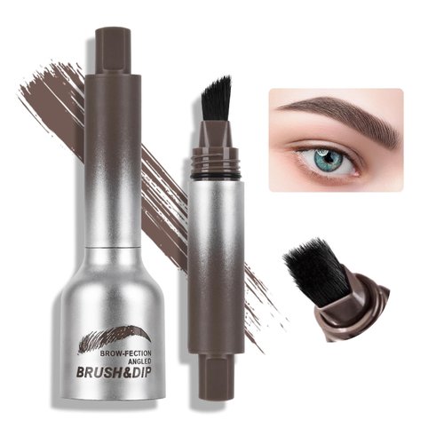KYDA Liquid Eyebrow Brush, Brow-Fection Angled Brush & Dip, Lasting Liquid Brow Cream, Multifunction Square Brush for Natural Brow, Laminated Eyebrow Pen, #04