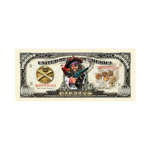 Pack of 100 - Pirate Doubloon Million Dollar Novelty Collectible Bills - Great To Use As Party Favors