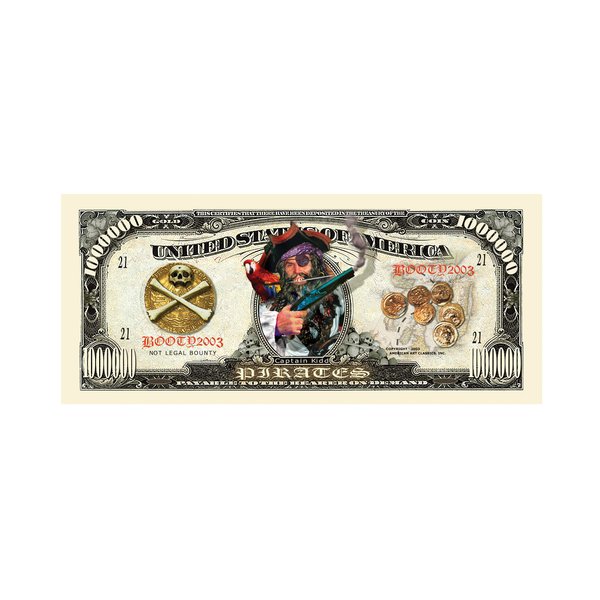 Pack of 100 - Pirate Doubloon Million Dollar Novelty Collectible Bills - Great To Use As Party Favors