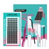 Lash Extension Kit Eyelash Clusters Individual Lashes Extensions Kits With Cluster Lashes Wispy,Lash Bond And Seal,Eyelashes Remover And Applicator at Home(Feather4,D-Mix8-16mm kit)