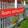 Ushinemi Happy Birthday Jesus Banner Christmas Party Decorations for Outdoor Yard Decor Sign,9.8X1.6 Ft
