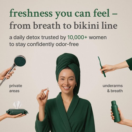 Vital Core Body Deodorizing Supplement - 200mg chlorophyll capsules for 24hr Freshness | Gut & Skin Health | Vegan Body Magic Capsules (60ct)